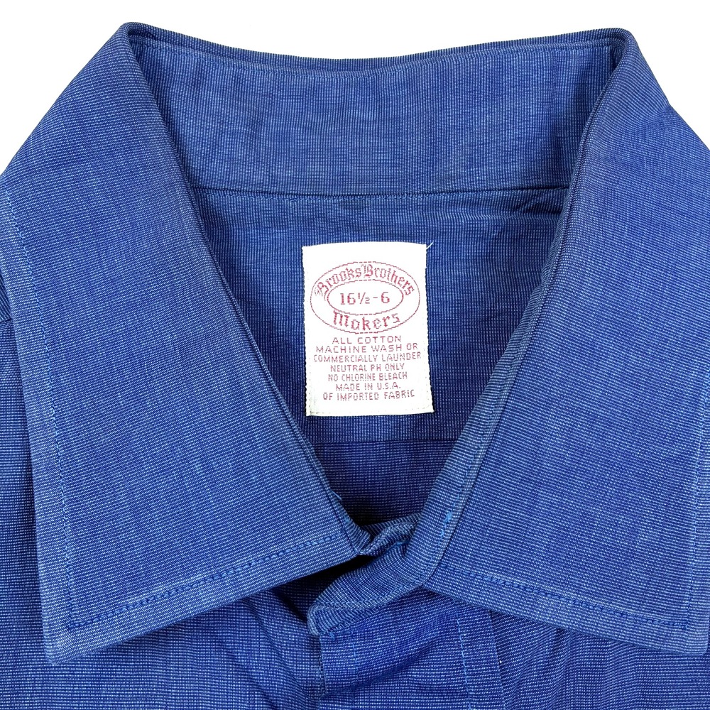 Brooks Brothers Makers Shirt Mens 16.5 - 36 Dark Blue Chambray Ivy USA VTG - Picture 2 of 14